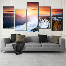 Load image into Gallery viewer, 5 panel Wall Art Selfoss Cascade waterfall Home Decor For Living Room
