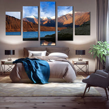 Load image into Gallery viewer, 5  panel  canvas  artwork  Pangong  Tibet  Lake  Mountains In Bedroom
