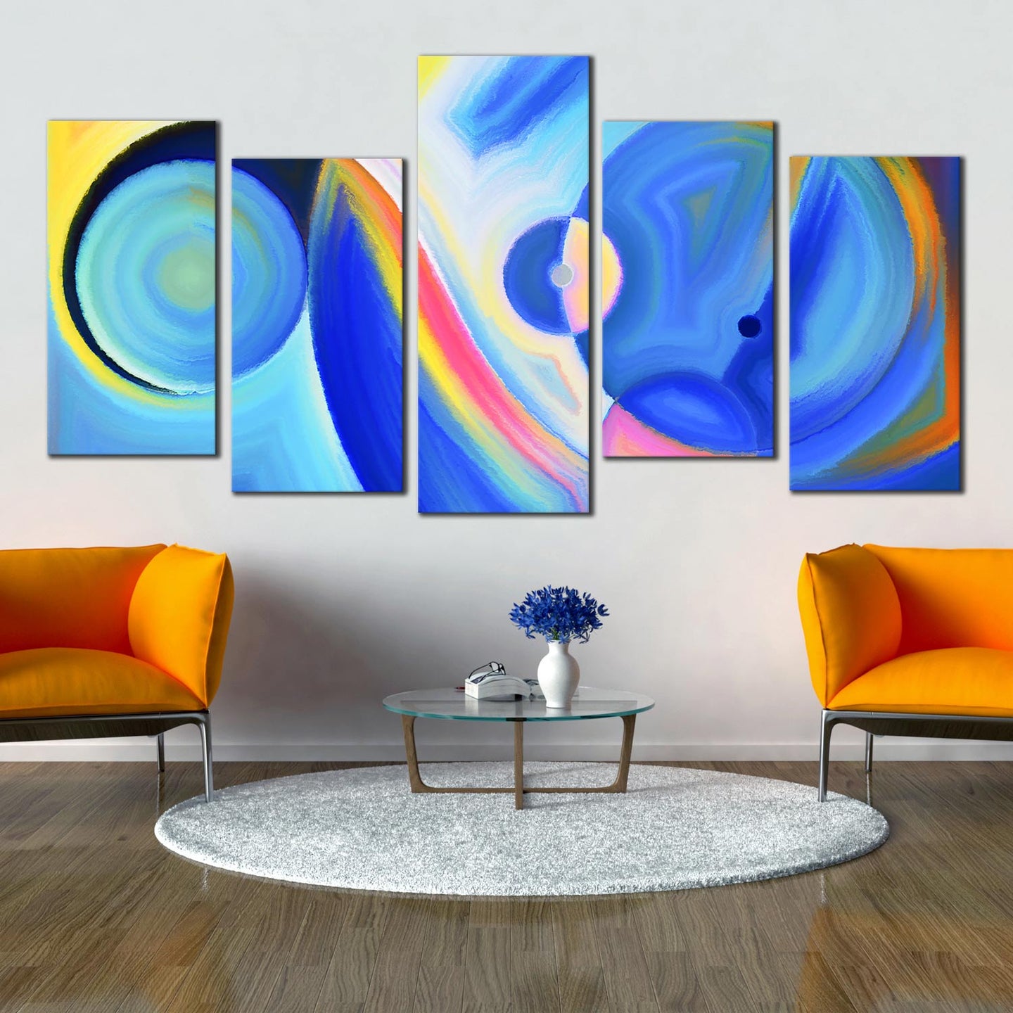 5 panel canvas artwork abstract composition multi panel artwork For Living Room