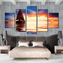 Load image into Gallery viewer, 5  piece  Canvas  wall  art  boat  water  blue  sky  clouds For Bedroom
