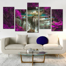 Load image into Gallery viewer, 5 piece National Park Huay Mae Kamin Waterfall canvas print In Living Room
