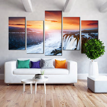 Load image into Gallery viewer, 5 piece Selfoss Cascade canvas print In Living Room
