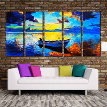 Load image into Gallery viewer, 5 piece Wall Art of Alone Boat in the Ocean Landscape For Living room
