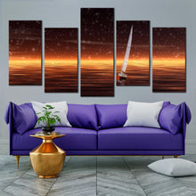 Load image into Gallery viewer, 5 piece Wall Art of Peaceful Night Sea Sailboat Seascape For Living Room
