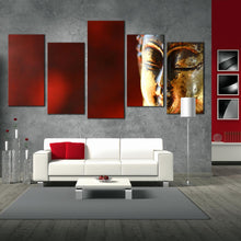 Load image into Gallery viewer, 5 piece canvas red gold buddha For Your Living room
