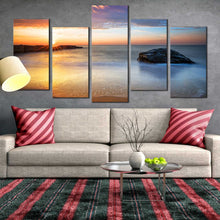 Load image into Gallery viewer, 5 piece cave sunlight streaming ocean beach canvas print In Living Room
