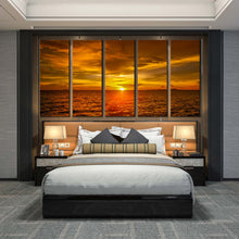 Load image into Gallery viewer, 5 piece ocean Waves Dramatic Golden Sky wall decor In Bedroom
