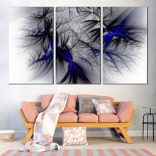 Load image into Gallery viewer, Abstract Design Canvas WallArt White Abstract Canvas Set Black Blue Elegant 3D Abstract fractal 3 Piece Canvas Print For Living Room
