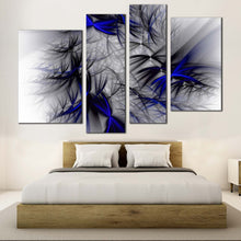 Load image into Gallery viewer, Abstract Design Canvas Wall Art White Abstract Canvas Set Black Blue Elegant 3D Abstract Fractal 4 Piece Canvas Print
