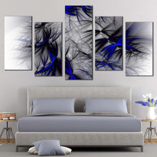 Load image into Gallery viewer, Abstract Design Canvas Wall Art White Abstract Canvas Set Black Blue Elegant 3D Abstract Fractal 5 Piece Canvas Print
