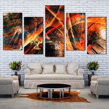 Load image into Gallery viewer, Abstract Digital Canvas WallArt Orange Black 3D Abstract Fractal 5 Piece Canvas Abstract Deep Patterns Canvas Print
