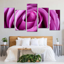 Load image into Gallery viewer, Abstract Flowers Canvas WallArt Purple Rose Multi Canvas Artwork Abstract Rose Close Up 5 Piece Canvas Print For Bedroom
