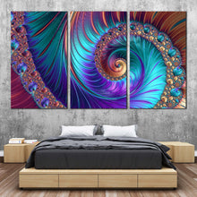 Load image into Gallery viewer, Abstract Fractal Canvas Wall Art Abstract Spiral 3 Piece Canvas Print For Bedroom
