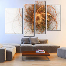 Load image into Gallery viewer, Abstract Fractal Canvas Wall Art Beautiful Gold Modern Abstract Canvas Print Contemporary White Yellow Abstract 4 Piece Canvas
