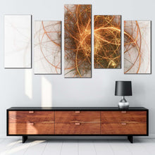 Load image into Gallery viewer, Abstract Fractal Canvas WallArt Beautiful Gold Modern Abstract Canvas Print Contemporary White Yellow Abstract 5 Piece Canvas
