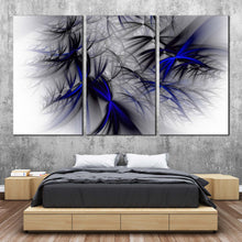 Load image into Gallery viewer, Abstract Fractal Canvas WallArt Black BlueFractal Abstract Design 3 Piece Multiple Canvas White Abstract Canvas Print For Bedroom
