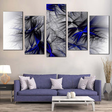 Load image into Gallery viewer, Abstract Fractal Canvas WallArt Black Blue Fractal Abstract Design 5 Piece Multiple Canvas White Abstract Canvas Print
