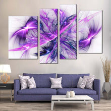 Load image into Gallery viewer, Abstract Fractal Canvas Wall Art Blue Elegant Abstract 4 Piece Canvas Purple Modern Abstract Design Canvas Print
