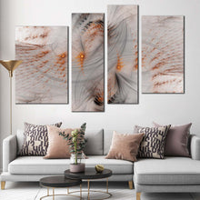 Load image into Gallery viewer, Abstract Fractal Canvas Wall Art Orange 3D Abstract Illustration 4 Piece Multi Canvas Artwork White Rendering Abstract Canvas Print
