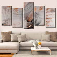 Load image into Gallery viewer, Abstract Fractal Canvas WallArt Orange 3D Abstract Illustration 5 Piece Multi Canvas Artwork White Rendering Abstract Canvas Print
