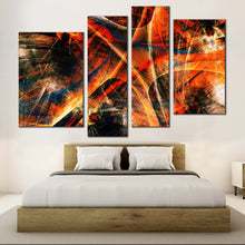 Load image into Gallery viewer, Abstract Fractal Canvas Wall Art Orange Abstract Digital Graphics 4 Piece Canvas
