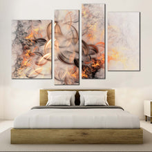 Load image into Gallery viewer, Abstract Fractal Canvas Wall Art Orange White Smoke Texture Abstract Canvas Print Embossed Fractal 4 Piece Canvas
