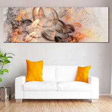 Load image into Gallery viewer, Abstract Fractal Canvas WallArt  Orange White Smoke Texture Abstract Canvas Print  Embossed Fractal Panoramic Canvas In Living Room
