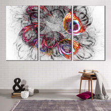 Load image into Gallery viewer, Abstract Fractal Canvas Wall Art White 3D Abstract Canvas Print Colorful Bright Abstract 3 Piece Multi Canvas Artwork
