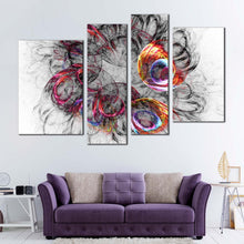 Load image into Gallery viewer, Abstract Fractal Canvas Wall Art White 3D Abstract Canvas Print Colorful Bright Abstract 4 Piece Multi Canvas Art
