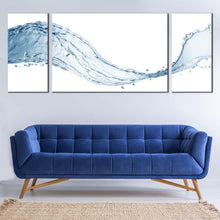 Load image into Gallery viewer, Abstract Liquid Canvas Print Abstract Isolated Paint Splash Canvas Set Blue Wave Of Water Splash 3 Piece Canvas Wall Art In Living Room
