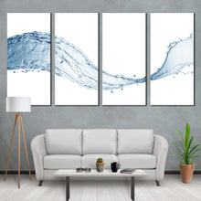 Load image into Gallery viewer, Abstract Liquid Canvas Print Abstract Isolated Paint Splash Canvas Set Blue Wave of Water Splash 4 Piece Canvas Wall Art For Living Room
