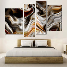 Load image into Gallery viewer, Abstract Marble Canvas Wall Art Golden Black Abstract Marble Stone 4 Piece Canvas
