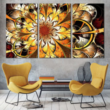 Load image into Gallery viewer, Abstract Patterns Canvas Print Orange Yellow Abstract Artistic Design 3 Piece Canvas Set Abstract Fractal Flower Canvas WallArt For Living room
