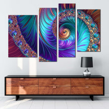 Load image into Gallery viewer, Abstract Patterns Canvas Wall Art Abstract Fractal 4 Piece Canvas Wall Art Colorful Abstract Spiral Multi Canvas
