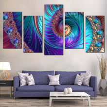 Load image into Gallery viewer, Abstract Patterns Canvas Wall Art Abstract Fractal 5 Piece Canvas Wall Art Colorful Abstract Spiral Multi Canvas
