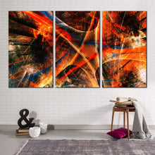 Load image into Gallery viewer, Abstract Patterns Canvas Wall Art Black 3D Abstract 3 Piece Canvas Set Orange Abstract Digital Graphics Canvas Print
