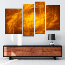 Load image into Gallery viewer, Abstract Patterns Canvas Wall Art Orange Cloudy Abstract 4 Piece Canvas Brown Abstract Fractal Canvas Print
