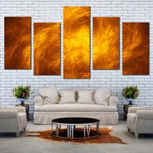 Load image into Gallery viewer, Abstract Patterns Canvas WallArt Orange Cloudy Abstract 5 Piece Canvas Brown Abstract Fractal Canvas Print
