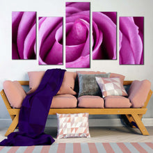 Load image into Gallery viewer, Abstract Rose Canvas WallArt Purple Floral 5 Piece Canvas Print Close Up Rose Flowers Multi Canvas For Living Room
