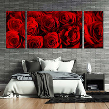 Load image into Gallery viewer, Abstract Roses Canvas Print Red Roses Romance 3 Piece Canvas Wall Art Rose Bouquet Canvas Set For Bedroom
