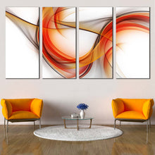 Load image into Gallery viewer, Abstract Shape Canvas Wall Art Contemporary Orange Abstract Forms Canvas Print Red Modern Abstract Patterns 4 Piece Canvas For Living room
