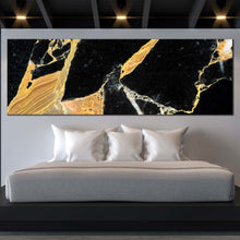 Load image into Gallery viewer, Abstract Stone Canvas Print Black Golden Abstract Marble 1 Piece Canvas Wall Art For Bedroom
