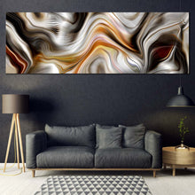 Load image into Gallery viewer, Abstract Stone Canvas WallArt  Abstract Marble Artwork Print  Golden BlackMarble 1 Piece Canvas In Living Room
