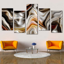 Load image into Gallery viewer, Abstract Stone Canvas WallArt Abstract Marble Artwork Print  Golden Black Marble 5 Piece Mult Canvas
