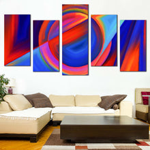Load image into Gallery viewer, Abstract Composition Canvas Wall Art Blue Red Circular Shapes Canvas Print Modern Abstract 5 Piece Multi Panel Canvas
