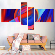 Load image into Gallery viewer, Abstract Composition Canvas Wall Art Blue Red Circular Shapes Canvas Print Modern Abstract   4 Piece Canvas For Living Room
