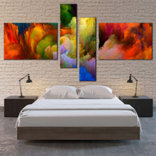 Load image into Gallery viewer, Abstract Composition Canvas Wall Art Orange Green Clouds 4 Piece Canvas Abstract Fractal Bedroom Canvas Print For Bedroom
