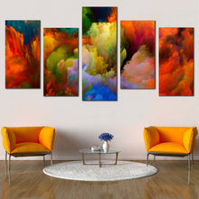 Load image into Gallery viewer, Abstract Composition  Canvas Wall Art Orange Green Clouds 5 Piece Canvas Abstract Fractal Canvas Print For Living Room
