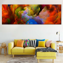 Load image into Gallery viewer, Abstract  Composition  Living  Room  Canvas  Wall  Art  Orange  Green  Clouds  Panoramic  Canvas  Abstract  Fractal  Canvas  Print In Living Room
