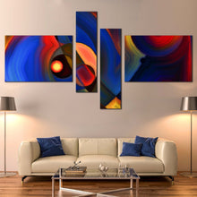 Load image into Gallery viewer, Abstract Forms Canvas Print Sophisticated Modern Shapes   4 Piece Canvas Set Colorful Abstract Composition Canvas Wall Art For Living room
